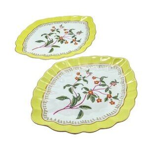Set of 2 Vintage Chelsea House Floral Botanical Hand-Painted Porcelain Plates